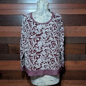 By Design Floral Patterned Top - Burgundy and White